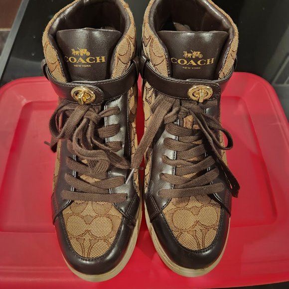 Coach signature Ray Outline high top sneakers style# Q7838 - Picture 4 of 5